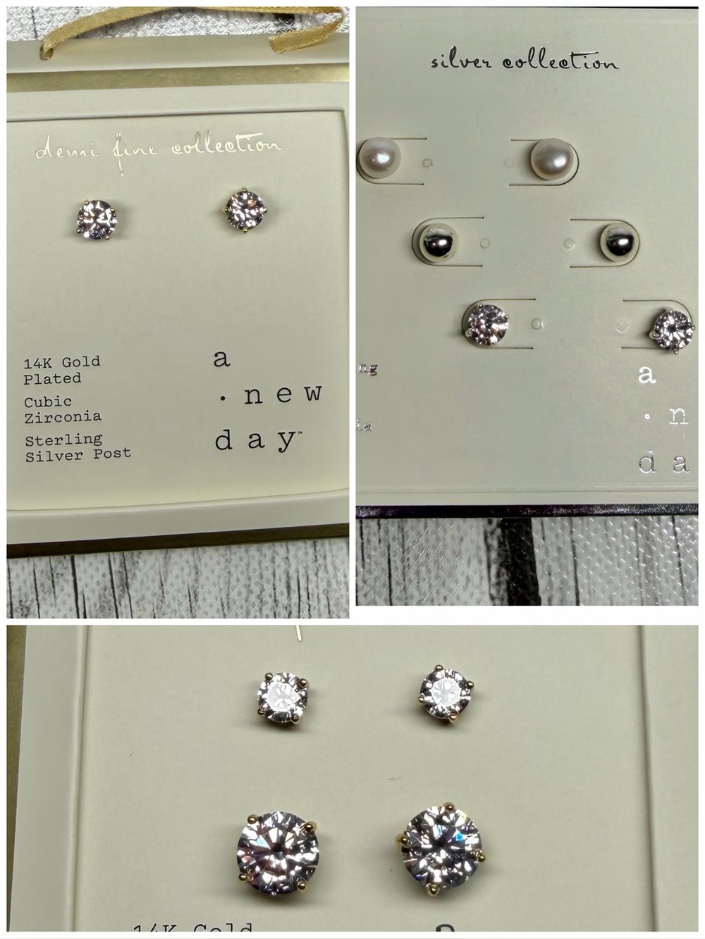 BRAND NEW A New Day Earrings 14kt Gold Plated Sterling Cubic Zirconia Bundl